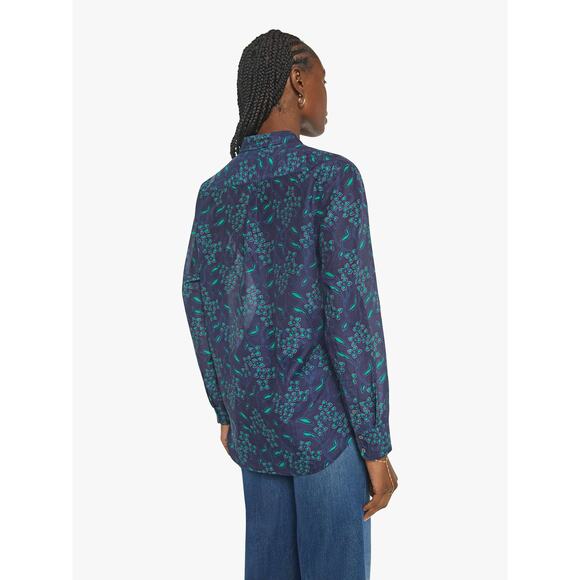 Xirena Beau Floral Print Long Sleeve Button-Up Shirt Navy/Green Women's Size XS - Picture 2 of 12